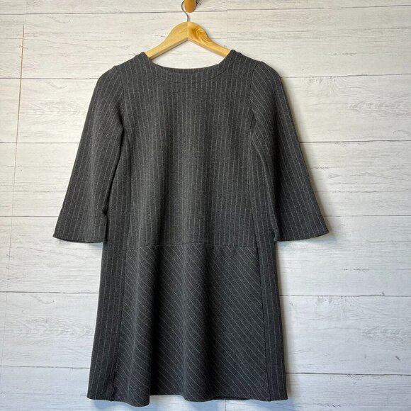 J Jill Dress Womens Size XS Petite Dark Gray Ponte A Line Mod Style Pinstripe - Picture 1 of 16